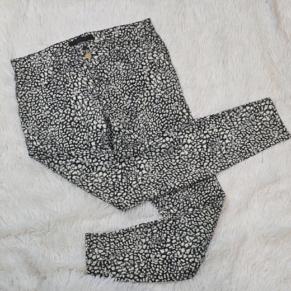 Genetic "The Shane" Black and White Metallic Patterned Skinny Pants Size 28